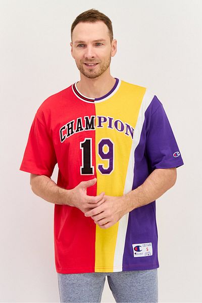 Champion Men Standard Fit Shorts Sleeve Outdoor T-shirts, Red Combo