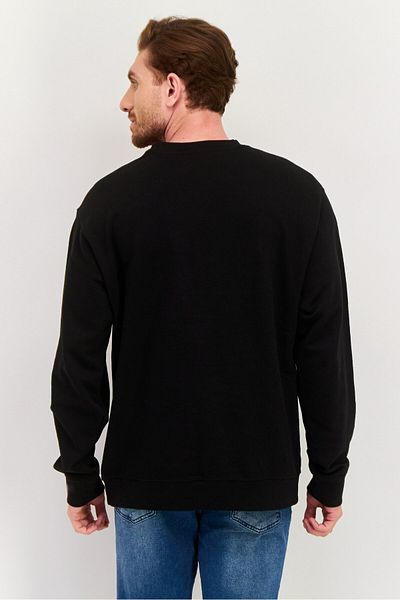 Burnside Men Crew Neck Long Sleeve Plain Sweatshirt, Black
