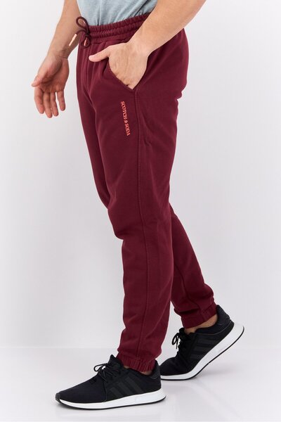 Scotch & Soda Men Regular Fit Brand Logo Jogger Pants, Maroon