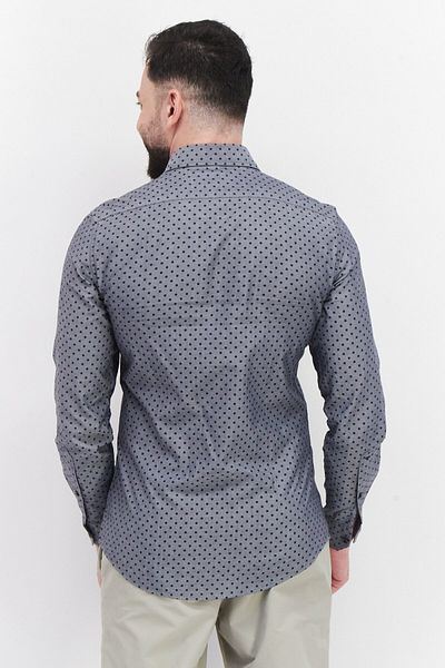Antony Morato Men Regular Fit Allover Pattern Long Sleeves Casual Shirt, Blue