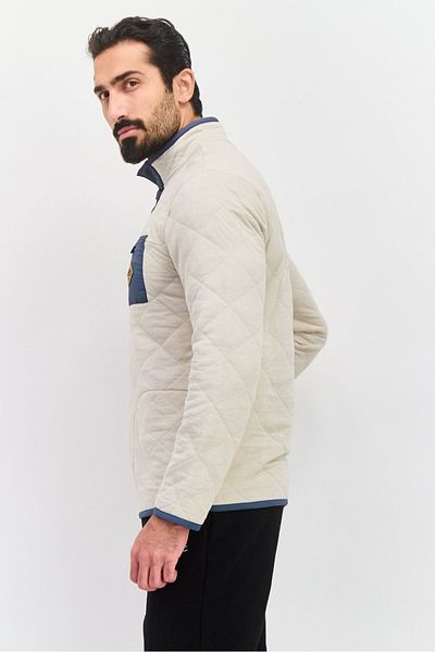 Hurley Men High Neck Quilted Long Sleeves Sweatshirt, Light Beige