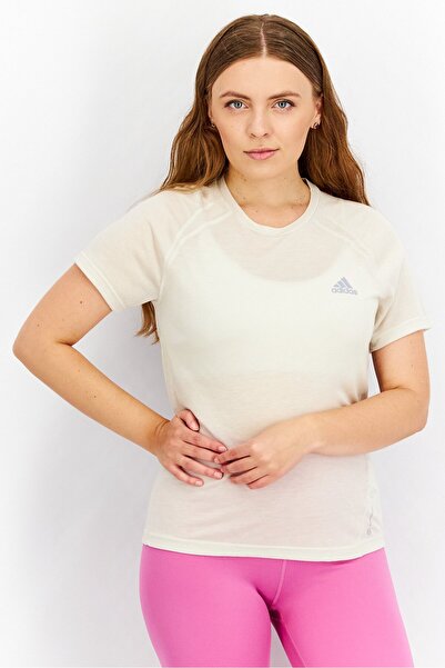 adidas Women Sportwear Fit Short Sleeve Running T-Shirt, Beige
