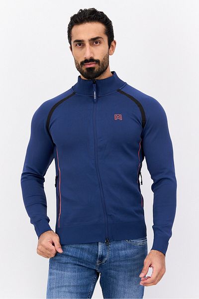 freesoul Men Mock Neck Full Zip Long Sleeve Sweatshirt, Navy Blue