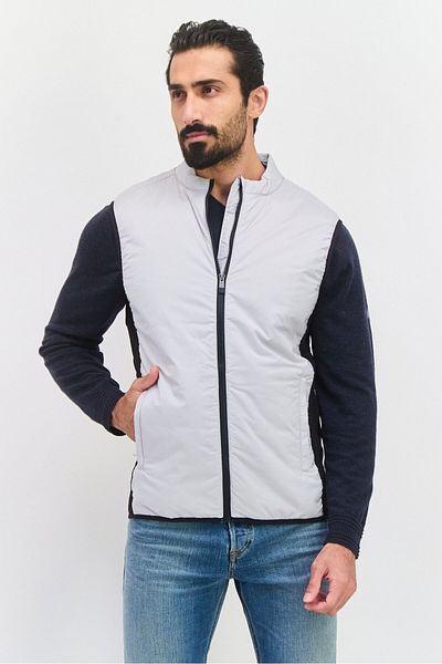 Lyle & Scott Men Plain Sleeveless Vest Jacket, Light Grey