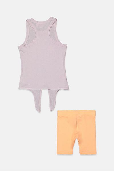 Puma Kids Girl 2 Pcs Printed Top And Legging Set, Lilac /Orange