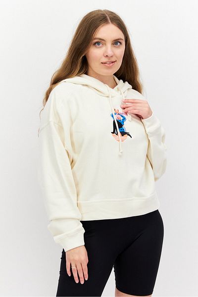 adidas Women Sportswear Fit Long Sleeve Outdoor Hoodies, Cream