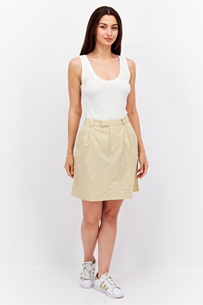 Esprit Women Solid Denim Mini Skirt, Beige
