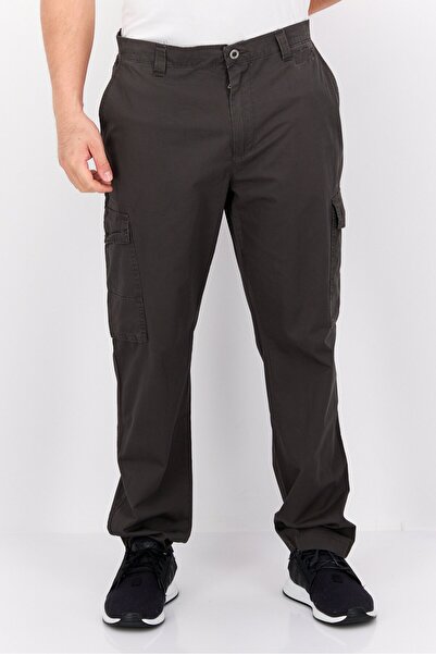 Paperbacks Men Regular Fit Plain Cargo Pants, Dark Charcoal