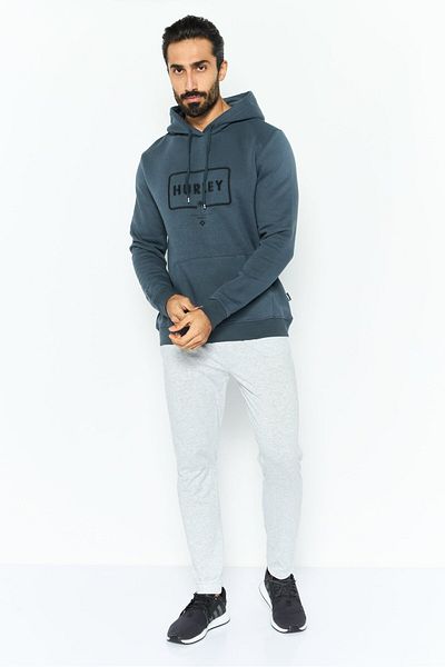 Hurley Men Sportswear Fit Long Sleeve Outdoor Hoodies, Dark Grey