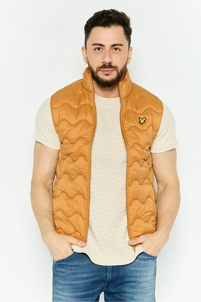 Lyle & Scott Men Quilted Print Jacket Vest, Slight Brown