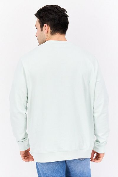CELIO Men Crew Neck Textured Long Sleeves Sweatshirt, Mint Green