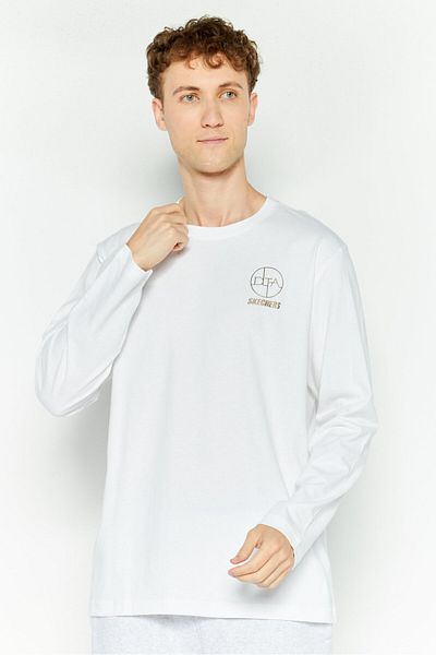 SKECHERS Men Sportswear Fit Long Sleeve Outdoor T-shirts, White