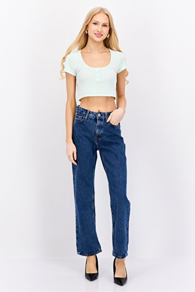 Esprit Women Straight Fit Washed Non Stretch Jeans, Blue