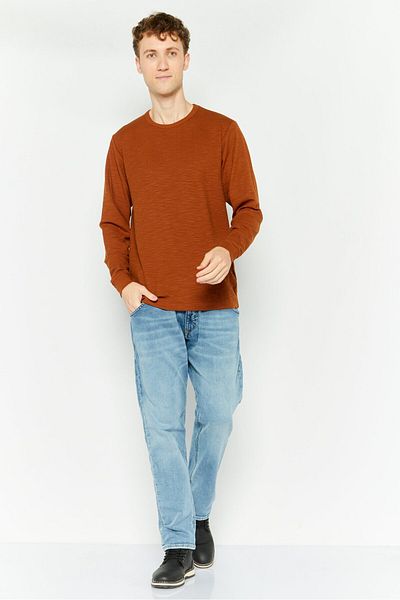 Denim & Flower x Ricky Singh Men Round Neck Textured Long Sleeves Sweatshirt, Brown