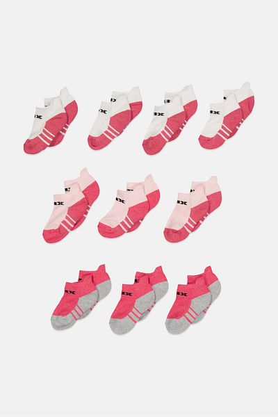 RBX Kids Girl Brand Logo Socks, Pink Combo