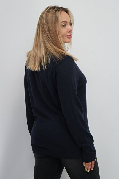 Esprit Women Crew Neck Plain Sweater, Navy Blue