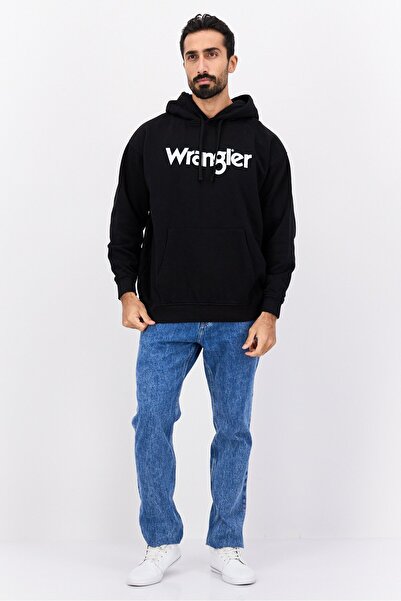 WRANGLER Men Hood Graphic Print Long Sleeves Sweatshirt, Black