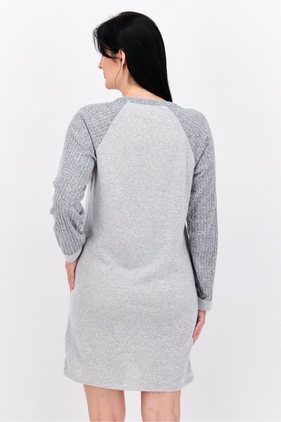 Vince Camuto Women Brand Logo Long Sleeves Sleepwear Dress, Grey