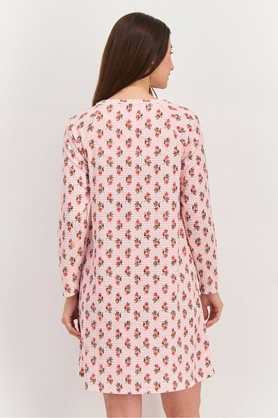 Carole Hochman Women Printed Long Sleeves Short Pajama Dress, Pink Combo