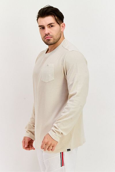 Hurley Men Round Neck Textured Long Sleeve Sweatshirt, Off White