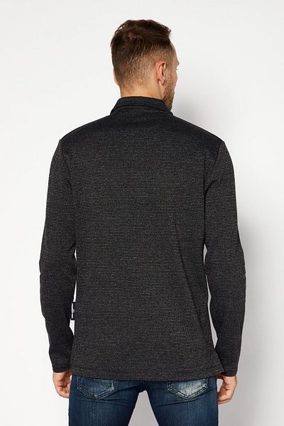 Karl Lagerfeld Men Regular Fit Allover Long Sleeve Polo Shirts, Black