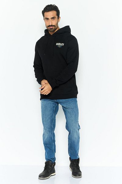 Hurley Men Hooded Long Sleeve Graphic Print Sweatshirt, Black