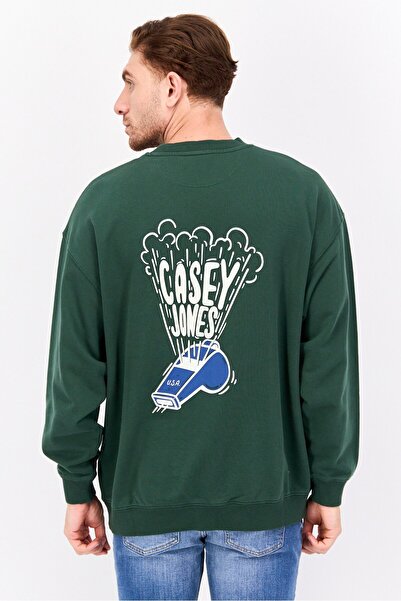 WRANGLER Men Crew Neck Long Sleeve Graphic Print Sweatshirt, Green