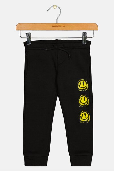 Brooklyn Toddlers Girl Drawstring Graphic Print Jogger Pants, Black