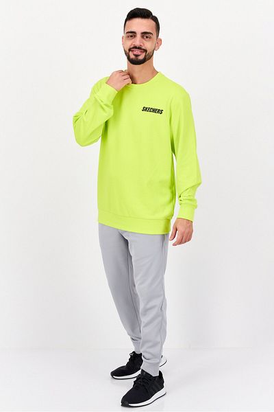 SKECHERS Men Sportswear Fit Long Sleeve Training Sweatshirt, Lime