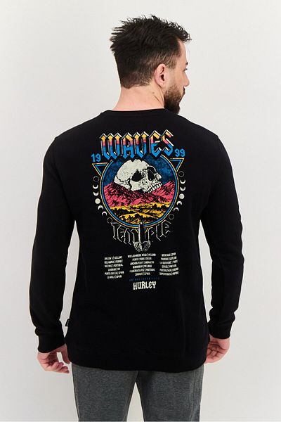 Hurley Men Sportswear Fit Long Sleeves Outdoor Sweatshirt, Black