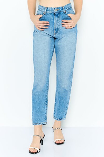 Dr.Denim بنطلون جينز نسائي بقصّة عادية وخصر مرتفع وساق مستقيمة، أزرق