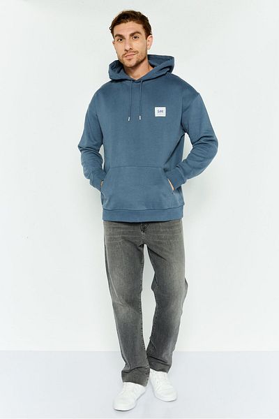 Lee Men Hooded Brand Logo Long Sves Sweatshirt, Slate Blue