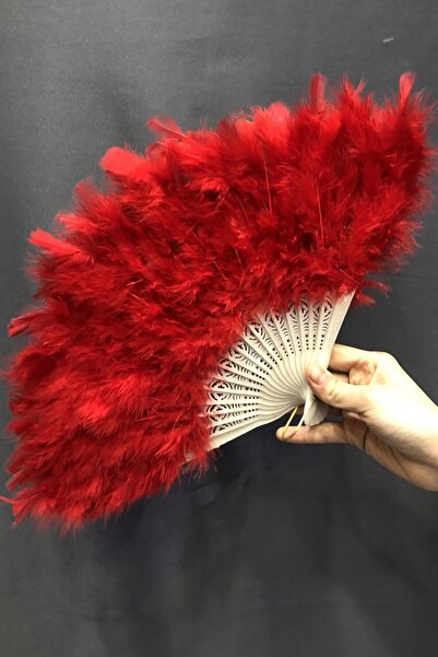 Hayalperest boncuk Kırmızı Tüylü Gelin Yelpazesi