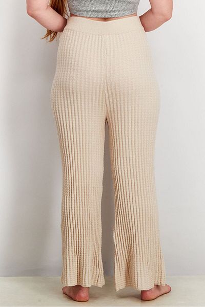INC Women Wide Leg Knit Pull On Pants, Heather Oatmeal