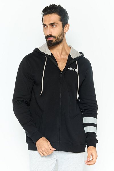 Hurley Men Full Zip Long Sleeve Sweatshirts, Black