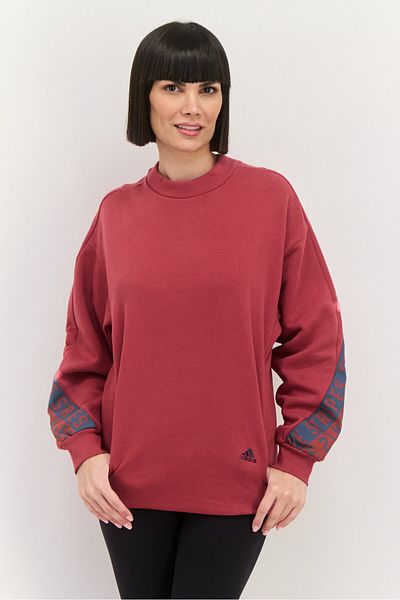 adidas Women Sportswear Fit Long Sleeves Training W Mhs Word Sweatshirt, Maroon