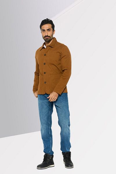 Michael Kors Men Plain Shirt Jackets, Caramel Brown