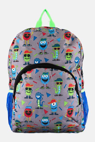 MONSTER Kids Boy 2 Pieces Backpack With Pencil Case 46 H x 38  L x 14 W cm, Grey Combo