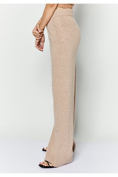 Esprit Women Regular Fit Knitted Straight Leg Pants, Tan