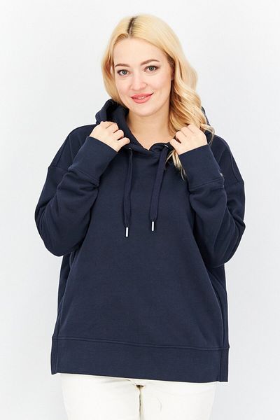 Esprit Women Drawstring Long Sleeve Hooded Sweatshirt, Navy Blue