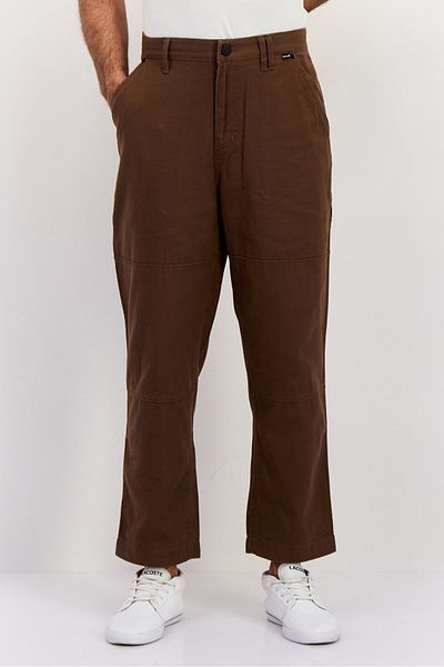 Hurley Men Relaxed Fit Solid 17,5 Inseam Straight Pants, Brown