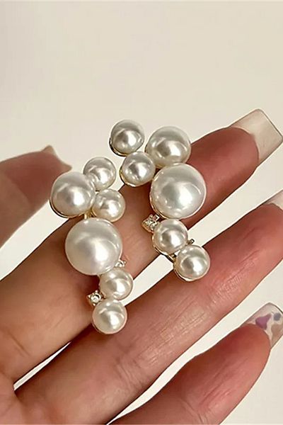 Glaren Pearl Design Gold Color Women's Earrings
