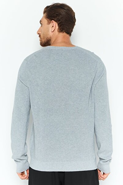 Michael Kors Men Crew Neck Embroidered Logo Long Sleeves Sweatshirt, Grey