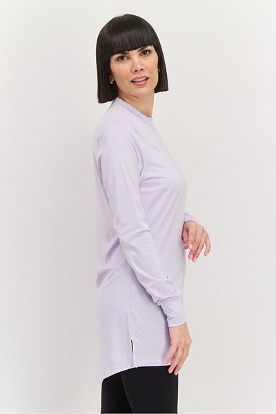 Puma بلوزة رياضية نسائية بأكمام طويلة، لون لافندر فاتح