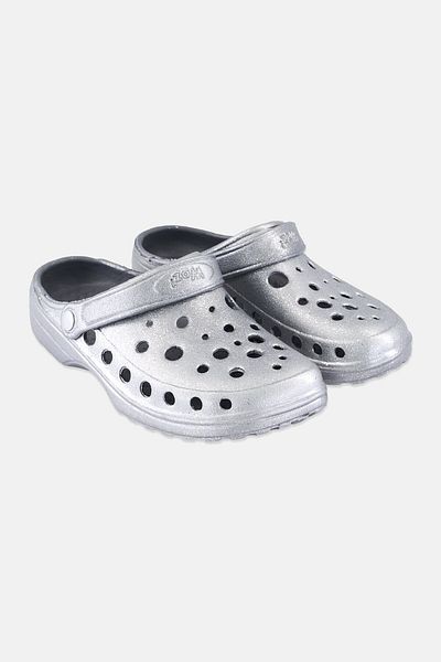 Woz Women Slip On Clogs, Silver
