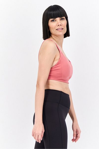 adidas Women Brand Logo Lightly Padded Sports Bra, Pastel Red