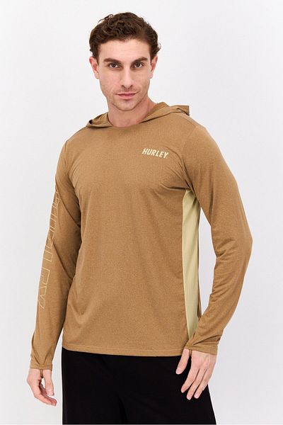 Hurley Men Sportswear Fit Long Sleeve Training Hood, Brown