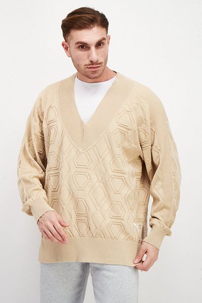 Puma Men Sportswear Fit Embroidered Logo Sweatshirt, Beige