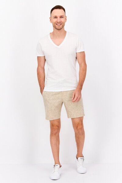 Perry Ellis Men Floral Print Basic Shorts, Beige