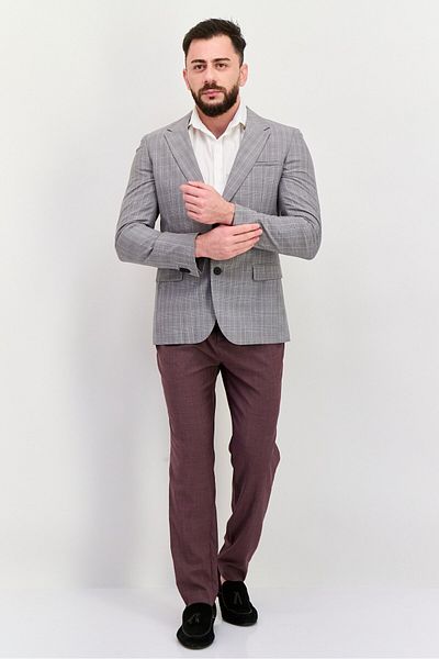 Hugo by Hugo Boss Men Extra Slim Fit Plaid Semi-formal Blazer, Grey